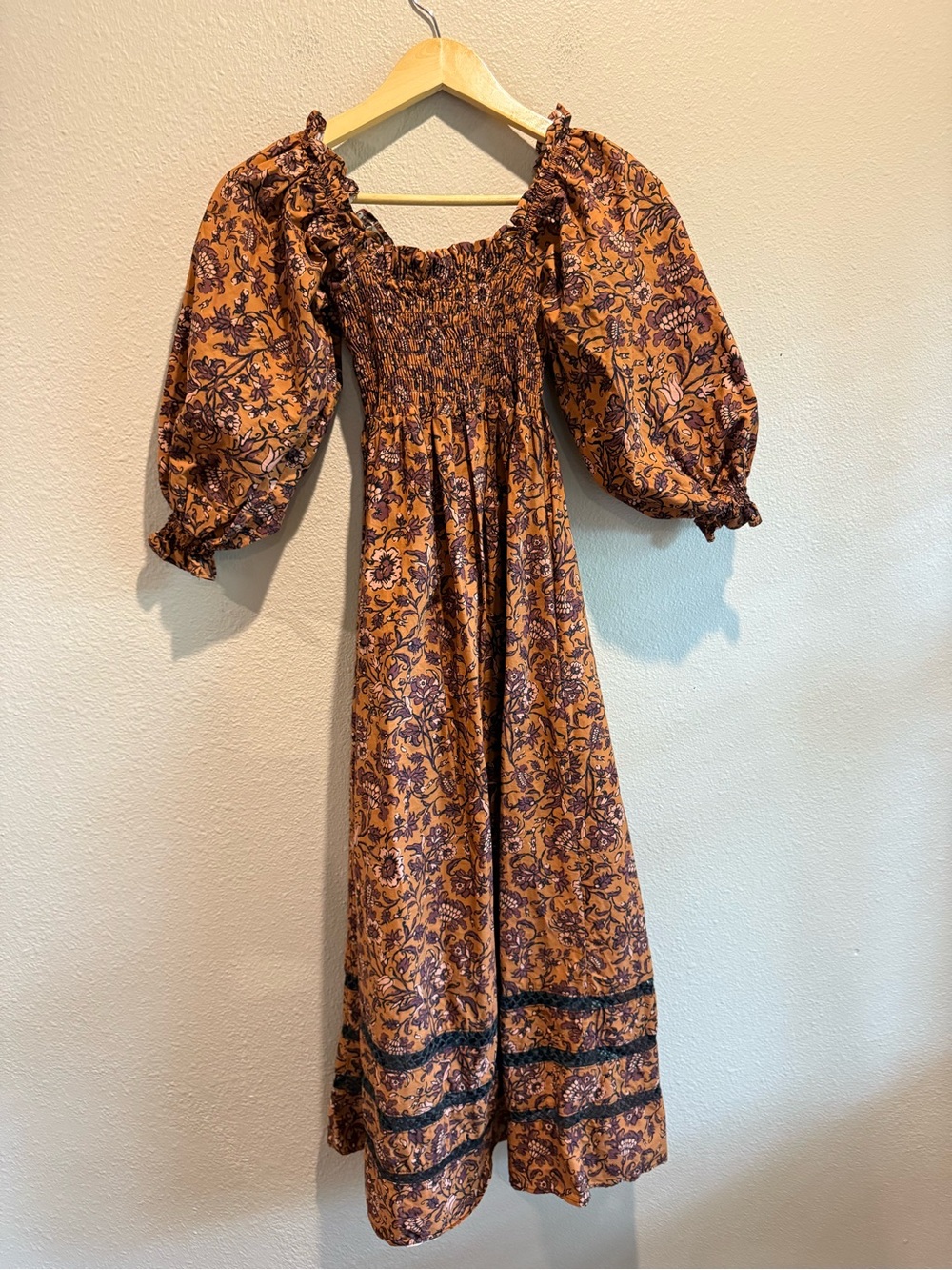 Mi Golondrina Luisa Floral Rust Dress XS